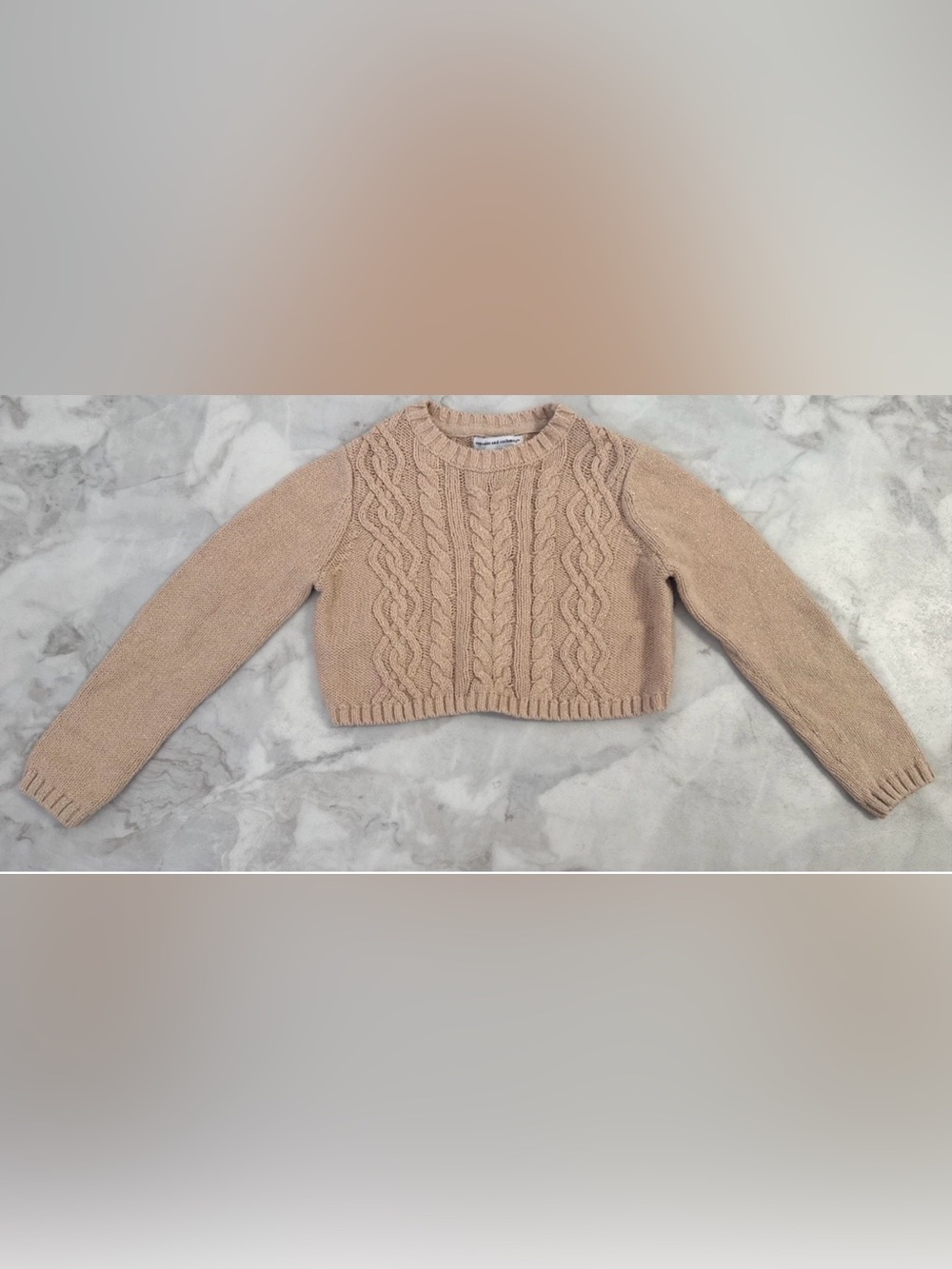 Cupcakes and Cashmere Sweater Girls S 5-6 Metallic Cable Knit Crewneck Pullover
